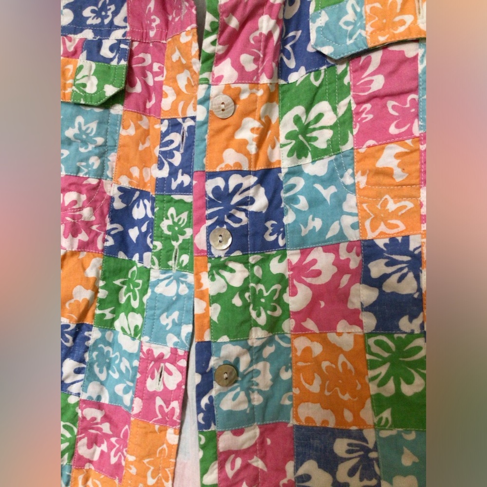 90s Colorful Hibiscus Patchwork Jacket - Picture 4 of 4